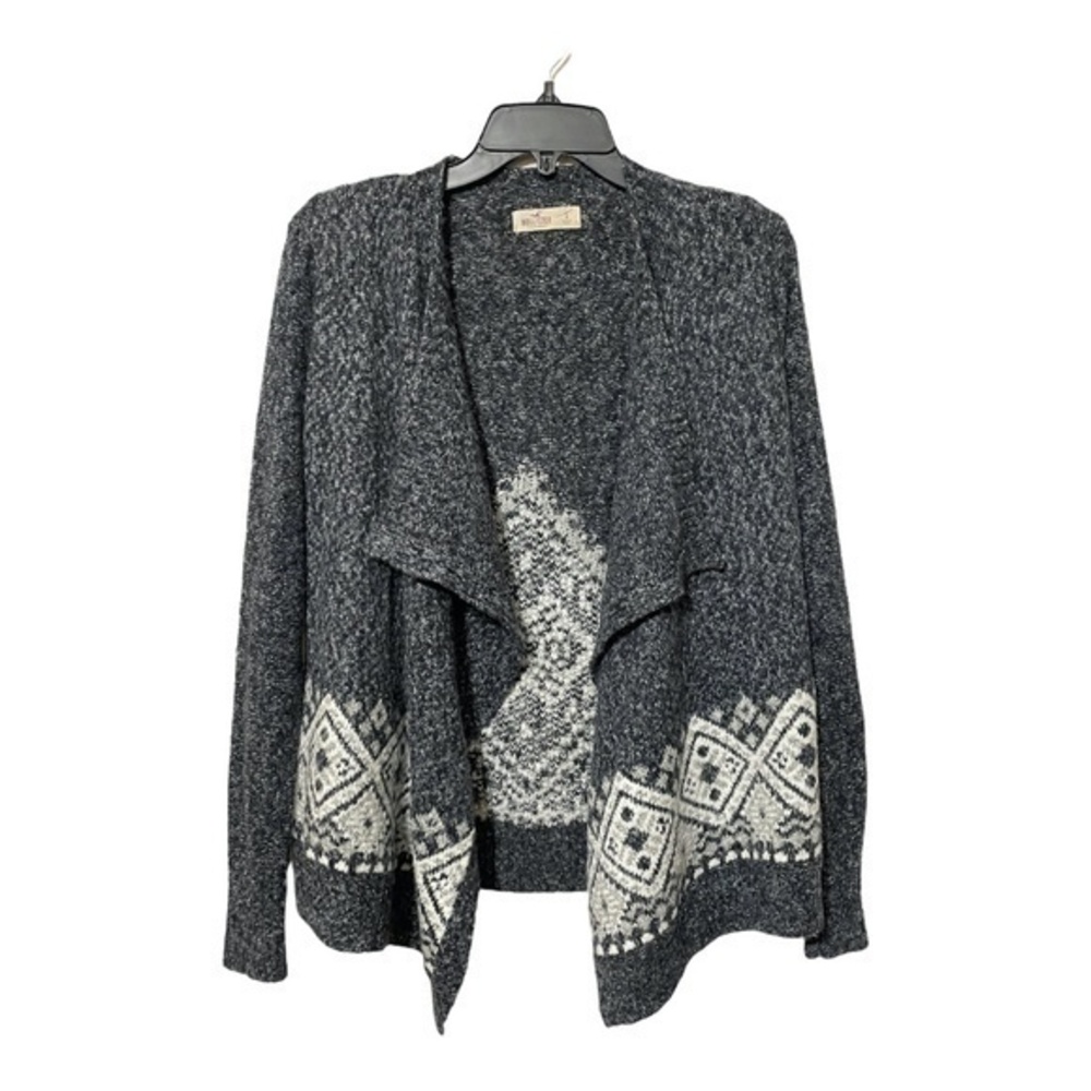 Hollister Womens Open Waterfall Front Fair Isle Cotton Blend Cardigan Size Small